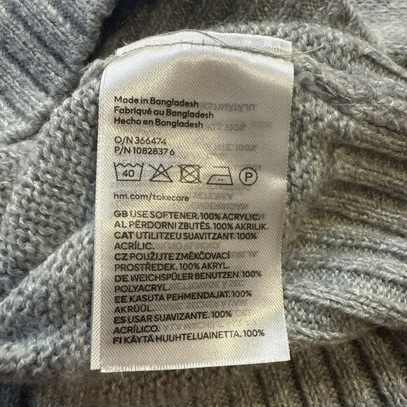 H &M Divided Gray Knit Crop Sweater Long Sleeve Size Large - Picture 6 of 6